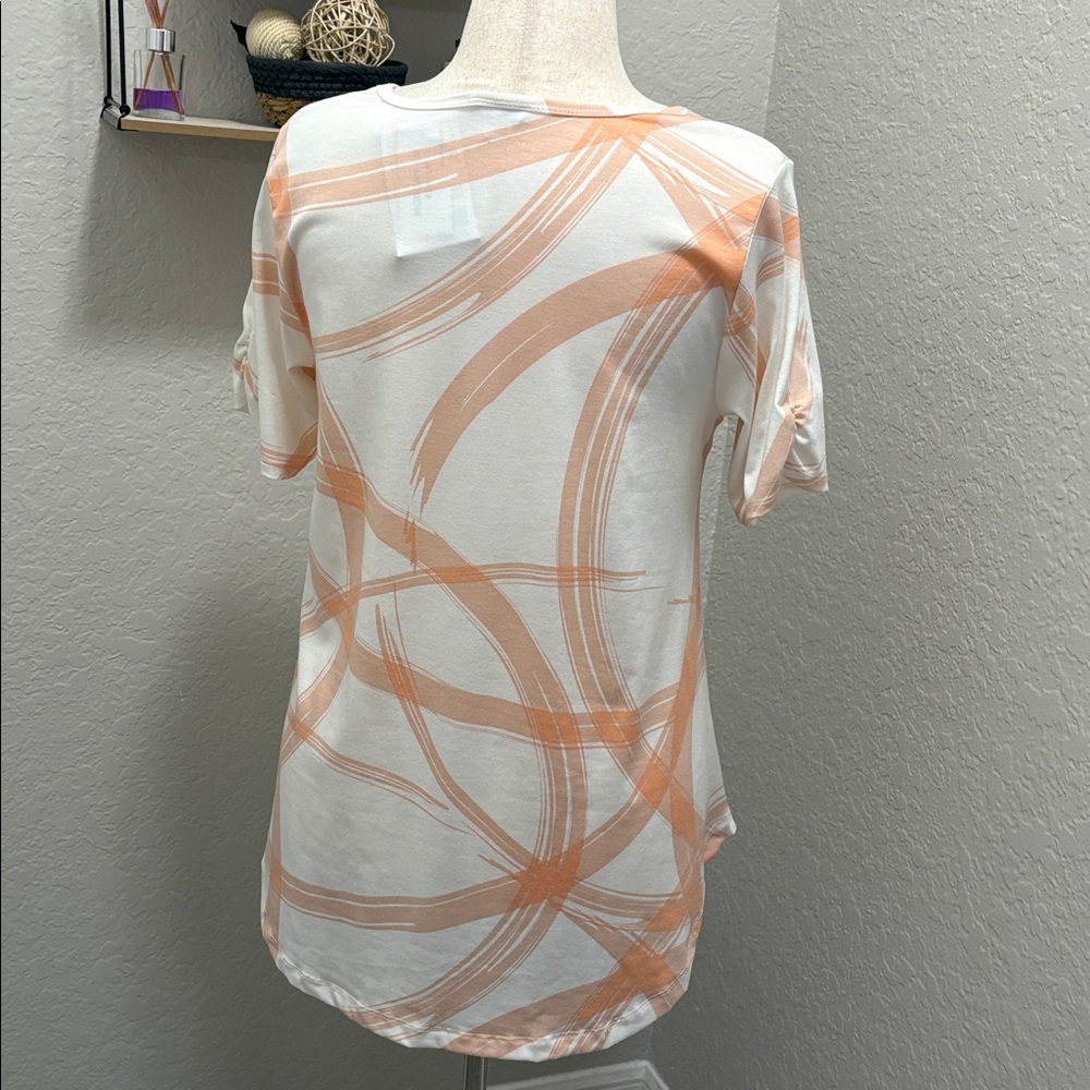 LulaRoe Morgan Flare T White & Peach 3039 - Picture 4 of 4
